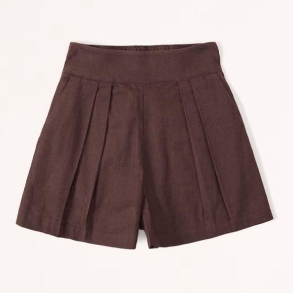 abercrombie high waist linen blend pull on short - Picture 2 of 5